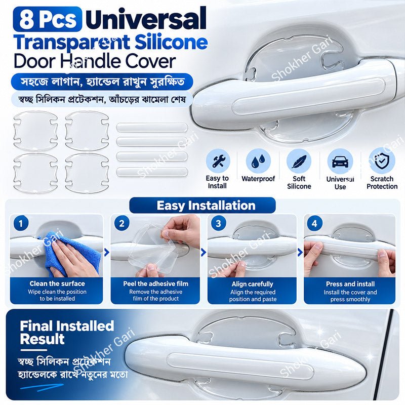 8 Pcs Universal Transparent Silicone Door Handle Cover