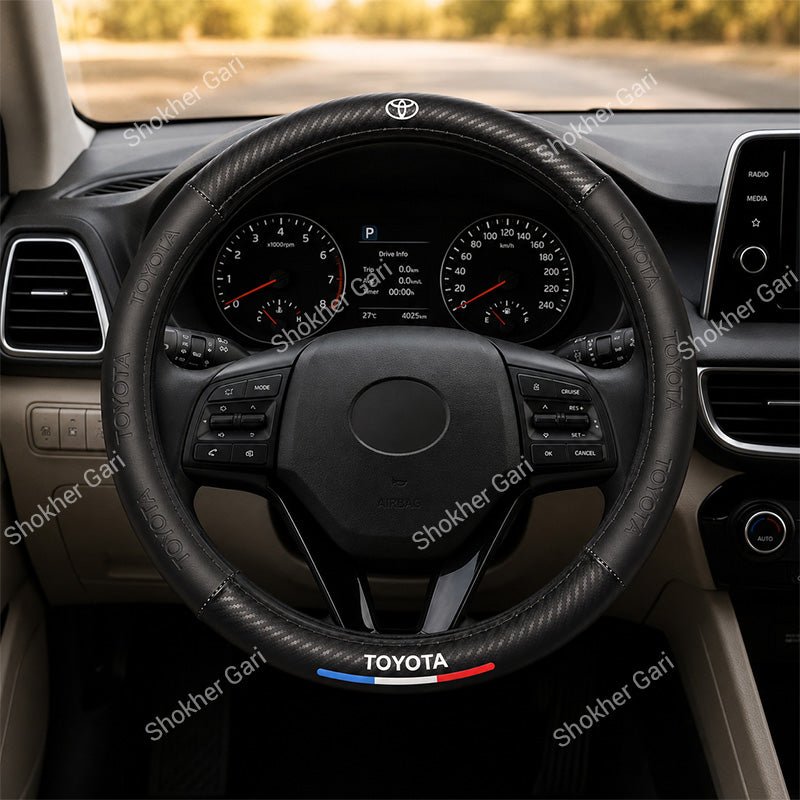 Car Branded Half Carbon Steering Wheel Cover