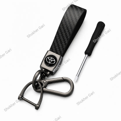 1Pcs Carbon Fiber Car Branded Keyring Artificial Leather