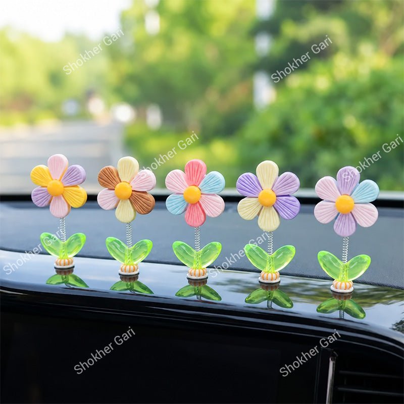 5 Pcs set Cute Shaking Sunflower Car Decor Funny Dashboard