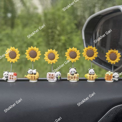 5 Pcs set Cute Shaking Sunflower Car Decor Funny Dashboard