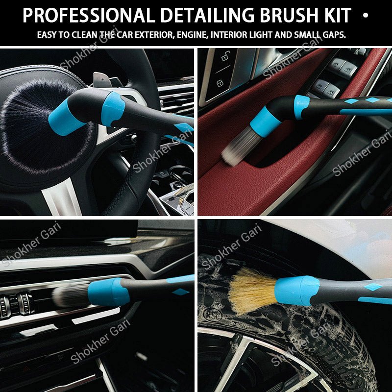 3pcs Car Brush Blue Style Set Detailing Brush Set