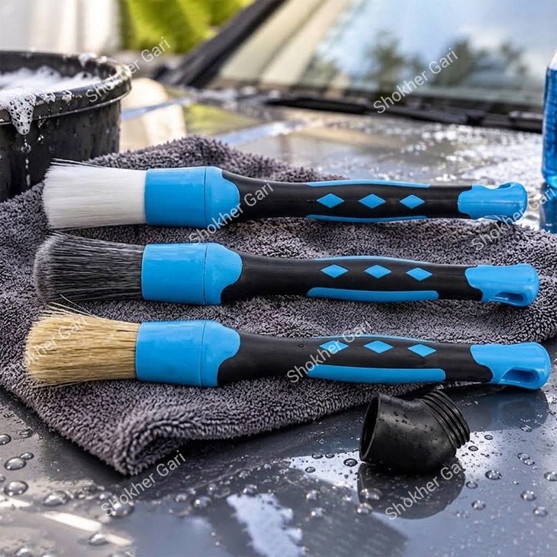 3pcs Car Brush Blue Style Set Detailing Brush Set