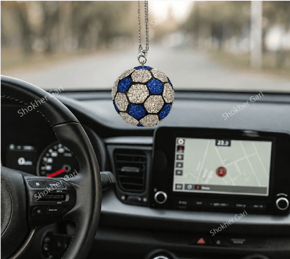 1Pcs Stone Hanging Football Car Showpiece For Mirror