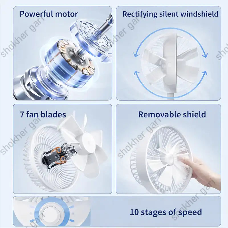 Car Yesido YF12 Rapid Cooling 7 Blades Table Using 9 Inches Mini Fan. Type C