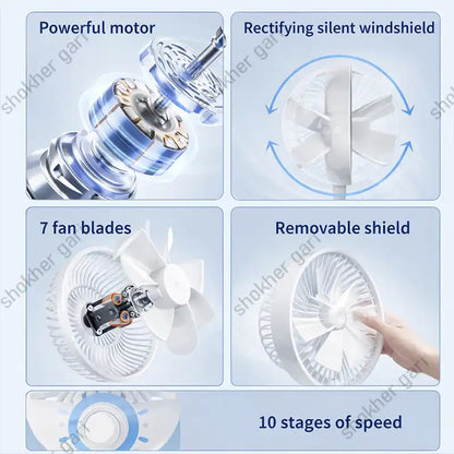 Car Yesido YF12 Rapid Cooling 7 Blades Table Using 9 Inches Mini Fan. Type C