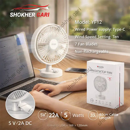 Car Yesido YF12 Rapid Cooling 7 Blades Table Using 9 Inches Mini Fan. Type C