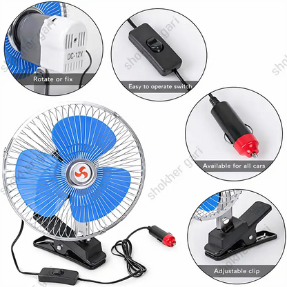 8 Inch Low Noise Clip System blue Electronic Cooling Fan 12V
