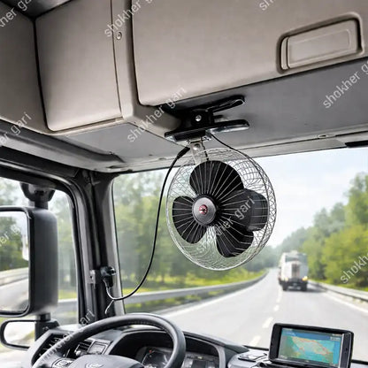 12V 8 inches Black Clip Car Cooling Metal Fan