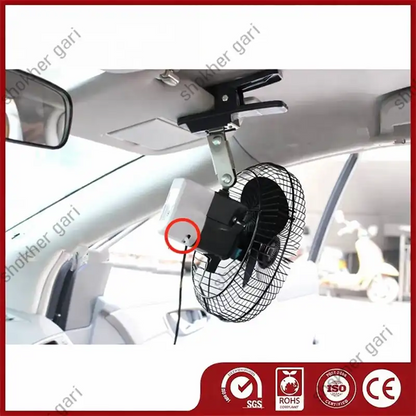 12V 8 inches Black Clip Car Cooling Metal Fan
