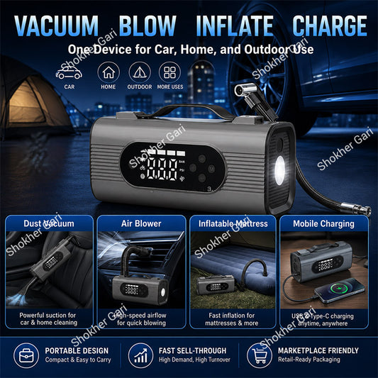 8-in-1 Car Handheld Jump starter, Car Vacuum Cleaner , Air pump.