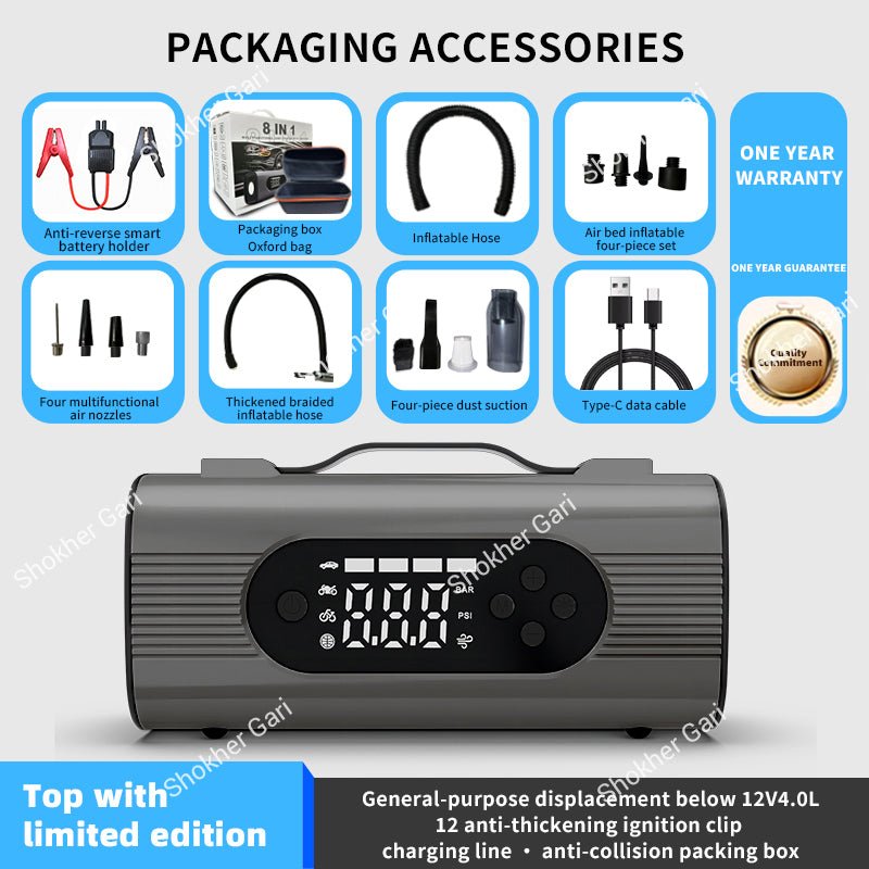 8-in-1 Car Handheld Jump starter, Car Vacuum Cleaner , Air pump.