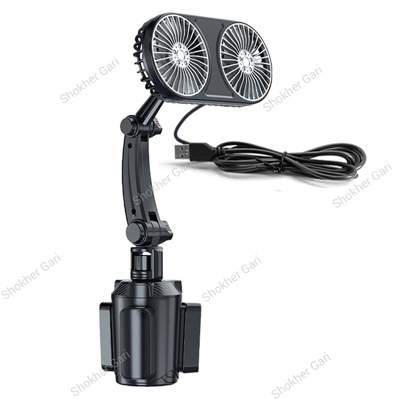 Car Cup Holder Double Fan USB System