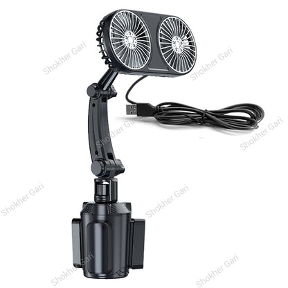 Car Cup Holder Double Fan USB System
