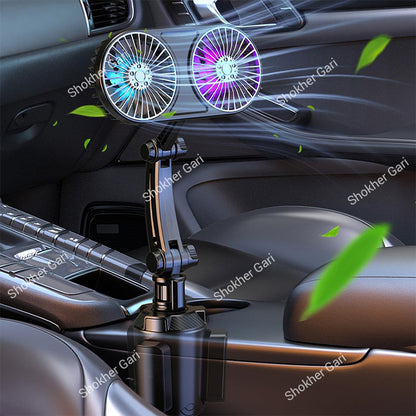 Car Cup Holder Double Fan USB System