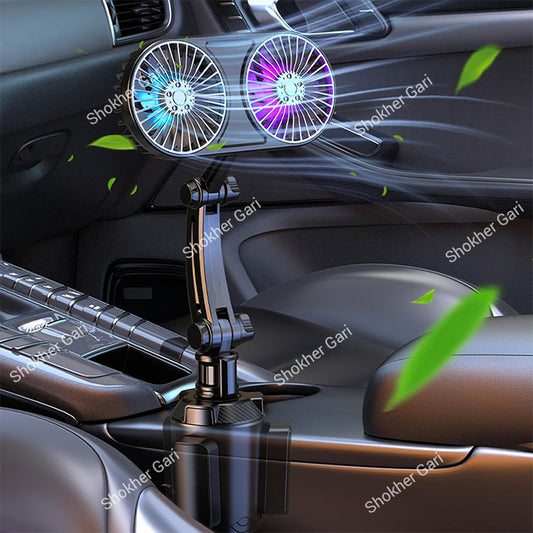 Car Cup Holder Double Fan USB System