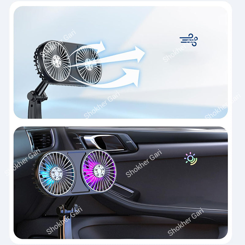 Car Cup Holder Double Fan USB System