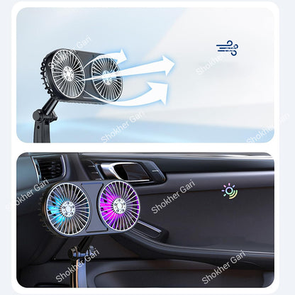 Car Cup Holder Double Fan USB System