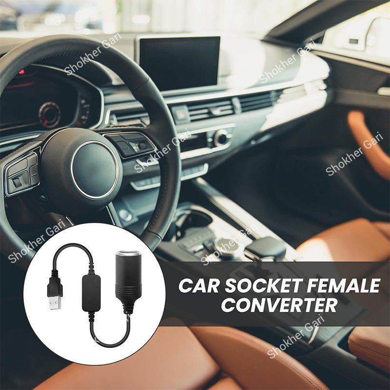 Car Converter Wired USB To Cigarette  Lighter Socket 5V To 12V