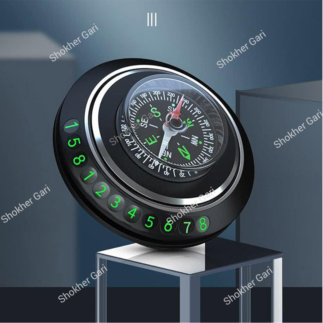 Car Dashboard Compass And Parking Number Holder