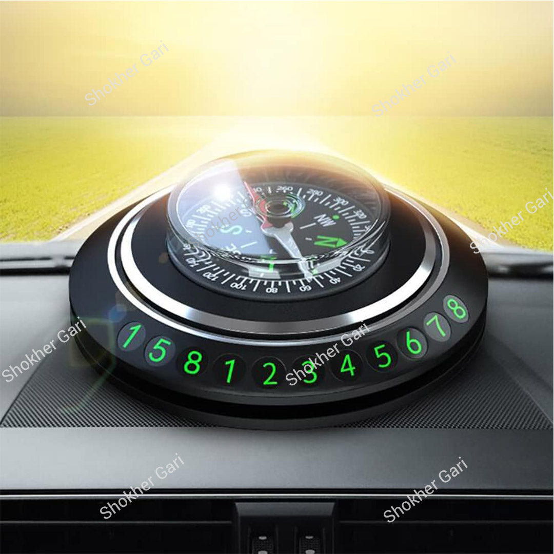Car Dashboard Compass And Parking Number Holder