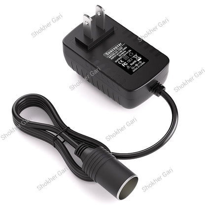 Home To Car 12V AC To DC Converter With Cigarette Lighter Socket -