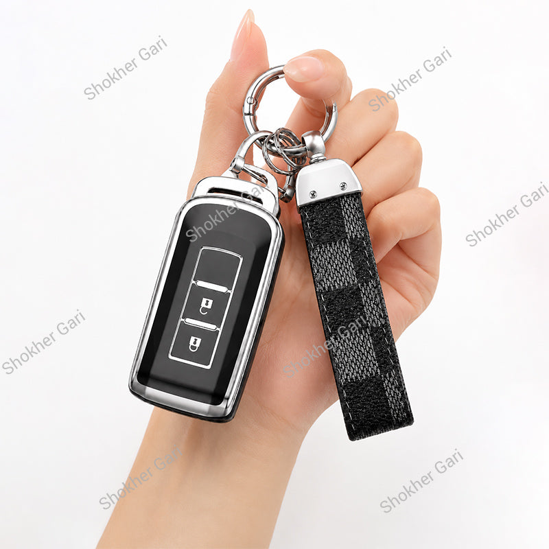 M/Y Silver TPU Remote Cover & Amp; Keyring For Mitsubishi Outlander,Xpander, Eclipse Cross,LAncer