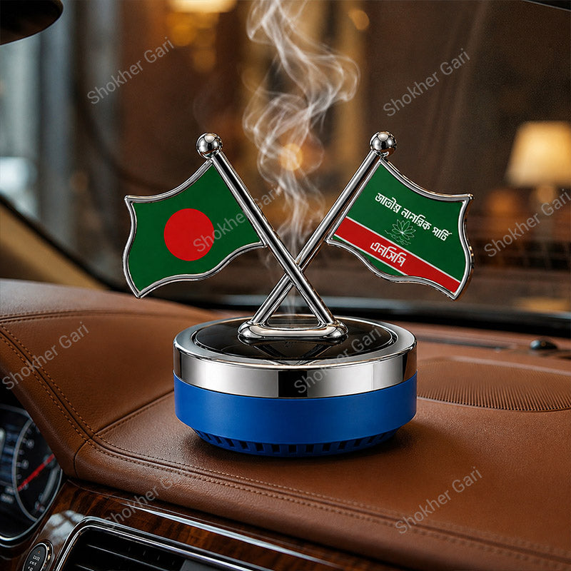 Car Flag Dashboard Showpiece & Solar Perfume