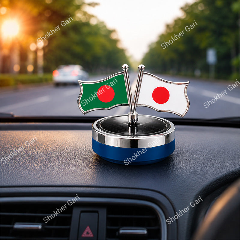 Car Flag Dashboard Showpiece & Solar Perfume