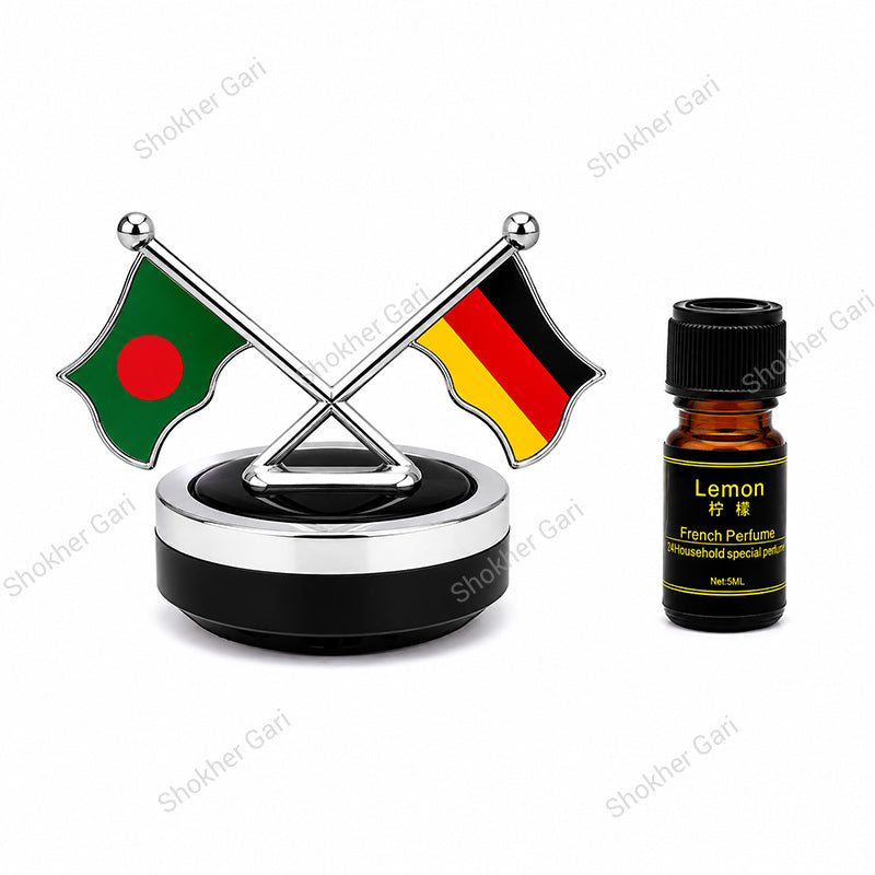 Car Flag Dashboard Showpiece & Solar Perfume