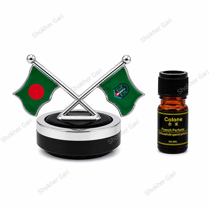 Car Flag Dashboard Showpiece & Solar Perfume