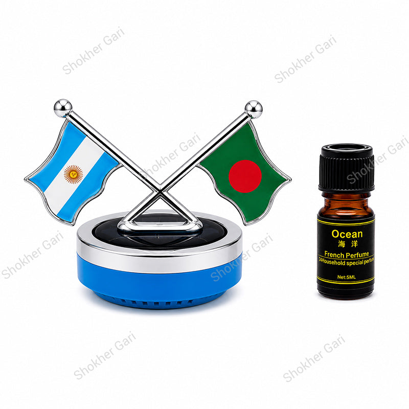 Car Flag Dashboard Showpiece & Solar Perfume