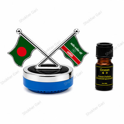 Car Flag Dashboard Showpiece & Solar Perfume