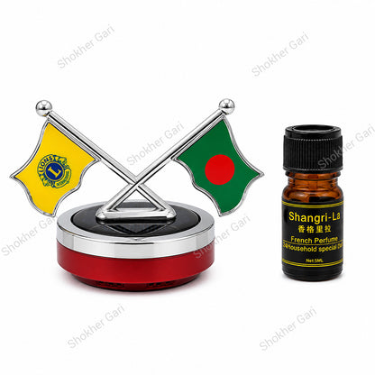 Car Flag Dashboard Showpiece & Solar Perfume