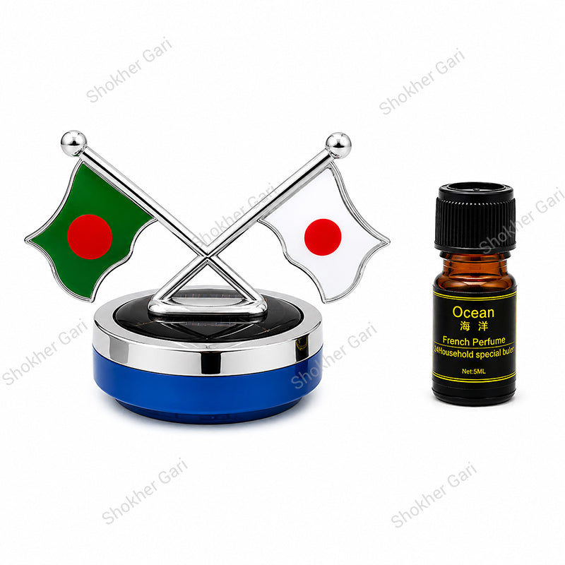 Car Flag Dashboard Showpiece & Solar Perfume