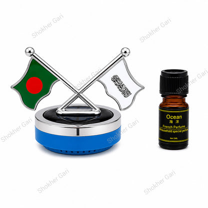 Car Flag Dashboard Showpiece & Solar Perfume