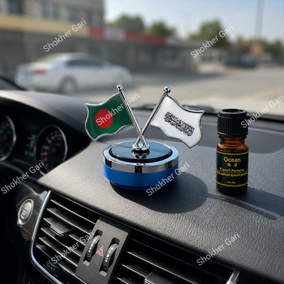 Car Flag Dashboard Showpiece & Solar Perfume