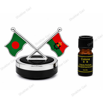 Car Flag Dashboard Showpiece & Solar Perfume
