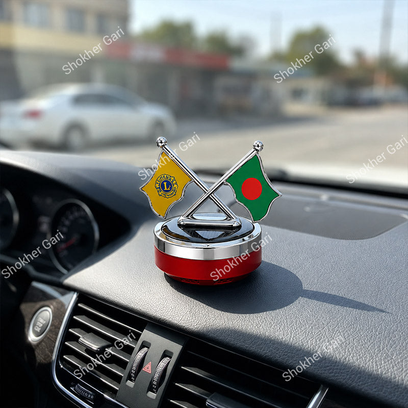 Car Flag Dashboard Showpiece & Solar Perfume