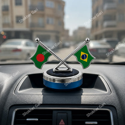 Car Flag Dashboard Showpiece & Solar Perfume