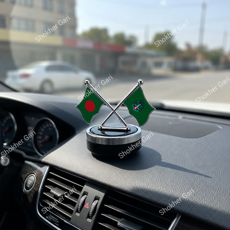 Car Flag Dashboard Showpiece & Solar Perfume