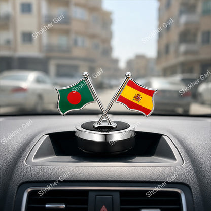 Car Flag Dashboard Showpiece & Solar Perfume
