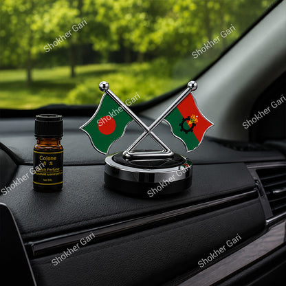 Car Flag Dashboard Showpiece & Solar Perfume
