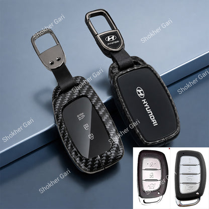 Car Carbon Metal Remote Cover Hyundai Creta, Creta Grand 3 and 4 button