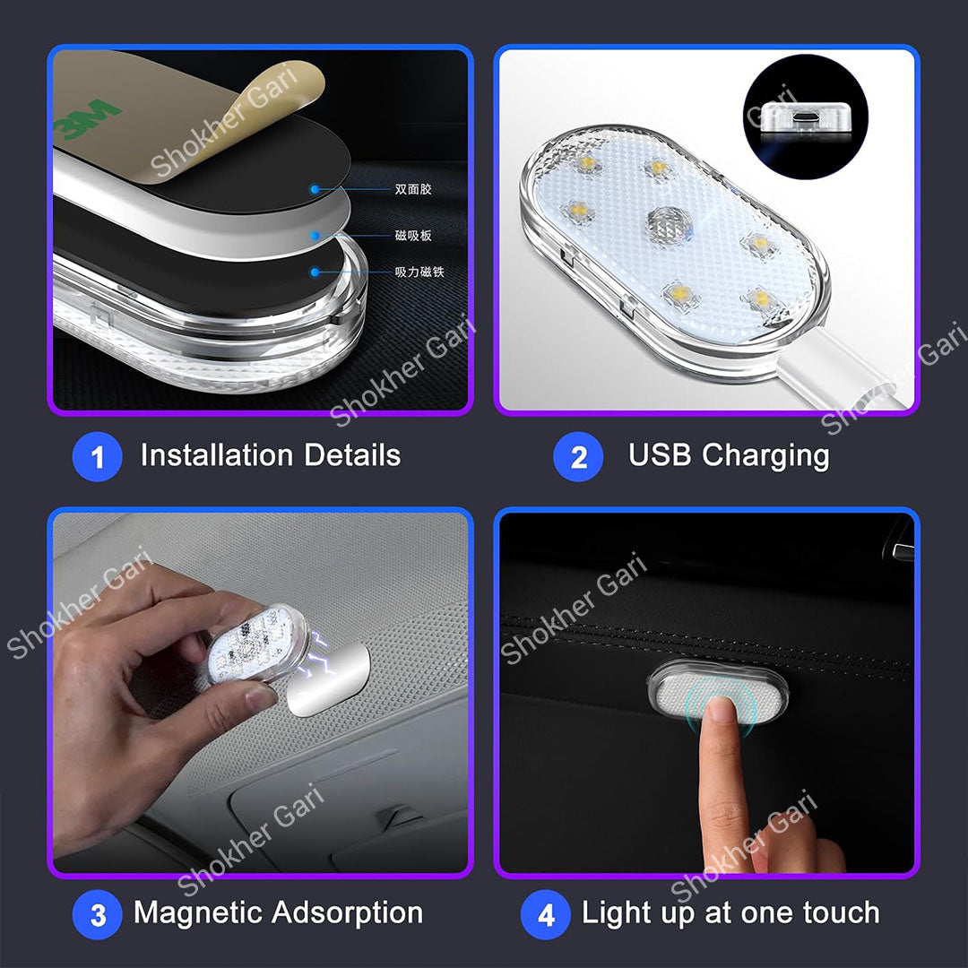 Car 2PCS Portable LED Lights Rechargeable Touch No Remote