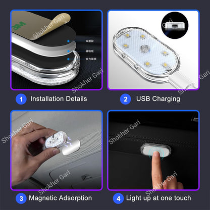 Car 2PCS Portable LED Lights Rechargeable Touch No Remote