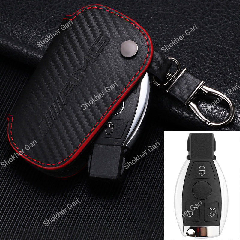 Car Mercedes Benz Pu leather Carbon Key Cover Case Bag