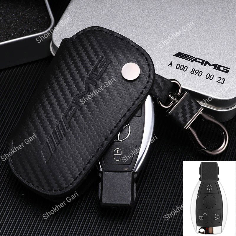 Car Mercedes Benz Pu leather Carbon Key Cover Case Bag