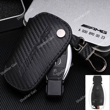 Car Mercedes Benz Pu leather Carbon Key Cover Case Bag