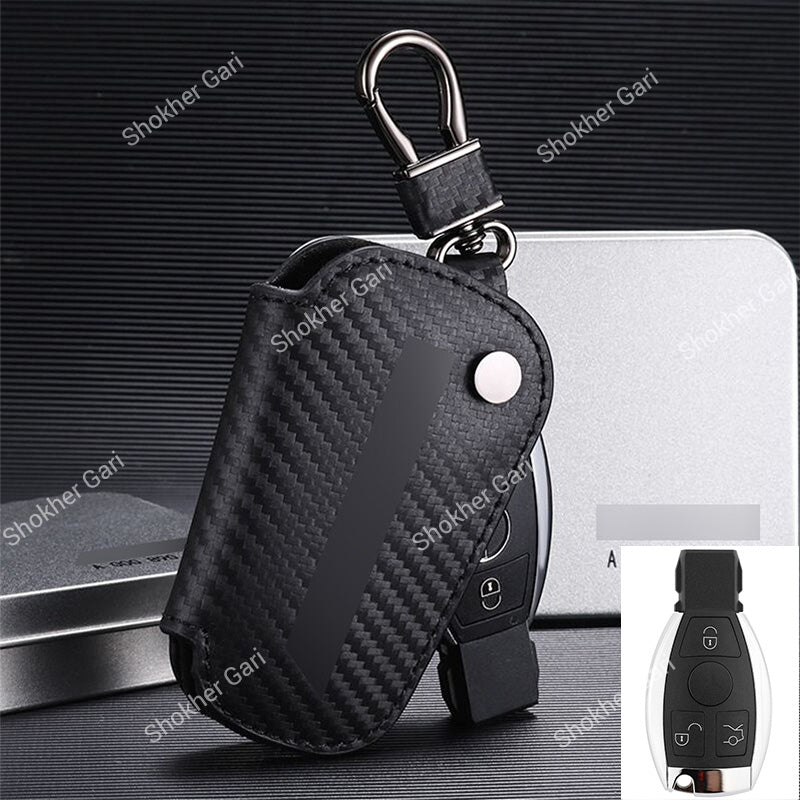 Car Mercedes Benz Pu leather Carbon Key Cover Case Bag